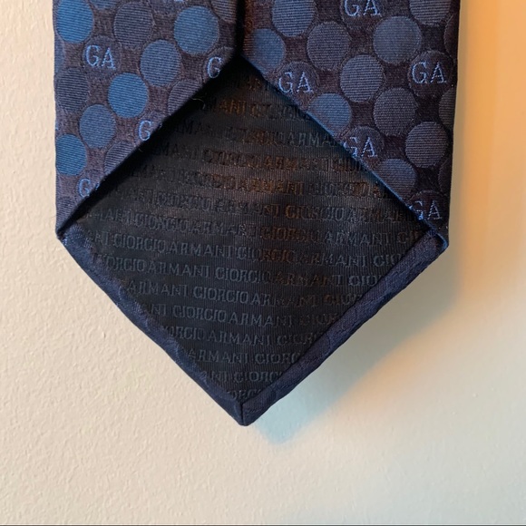 Giorgio Armani Silk Blue Circle Pattern Tie - Picture 3 of 3